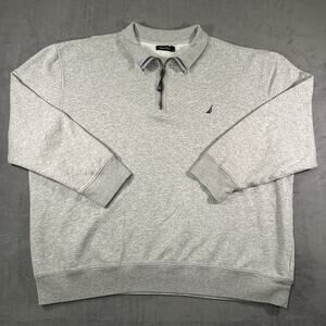 Nautica Quarter Zip Pullover Gray Men’s 3XL Cotton Blend Casual Sweatshirt